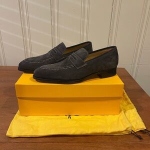 Di Bianco Gallo Suede Loafers - GB316 - Size 10 - NEW - Asphalt Gray